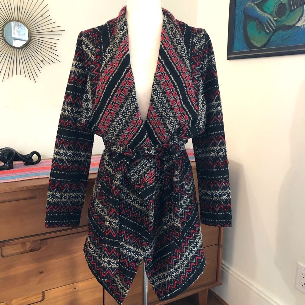 Jack by BB Dakota Open Front Wool‎ Blend Knit Cardigan S Aztec Southwestern Boho